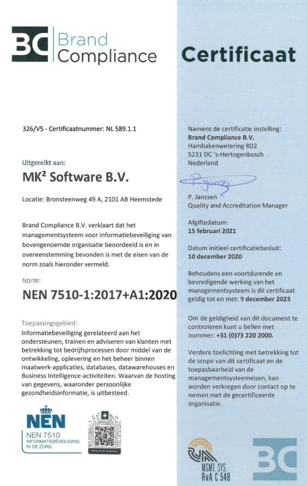ISO 7510-1_2017 Certificaat MK² Software